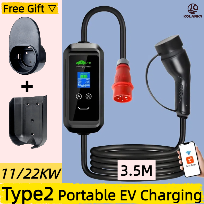 Pengisi Daya Portabel EV Tipe  - Type 2 Portable Ev Charger 11Kw Cee ulasan dan harga
